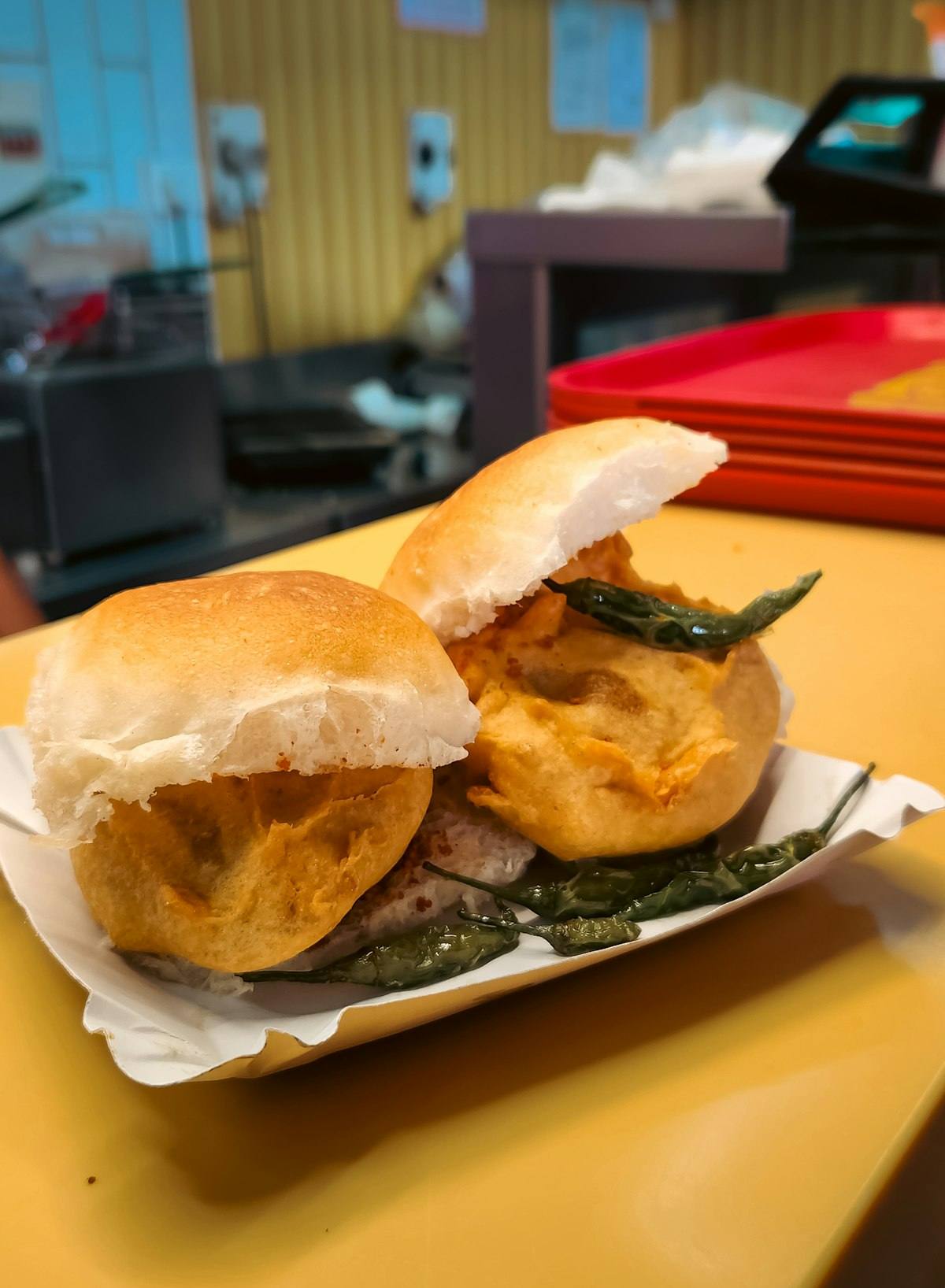 Vada pav on a plate